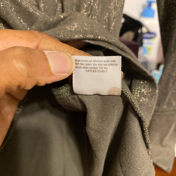 a.n.a Metallic Olive Green Long Sleeve Blouse - Picture 5 of 6